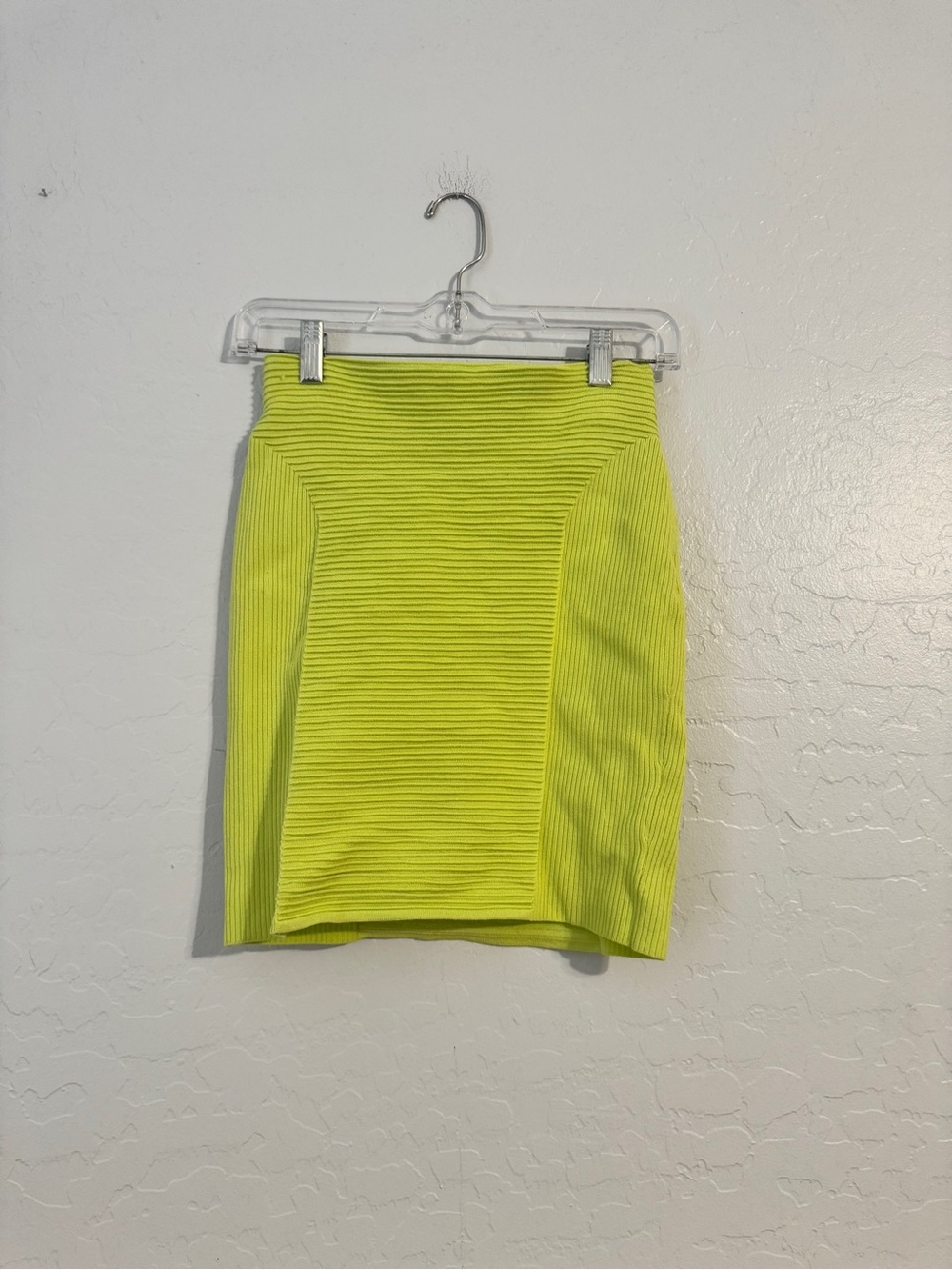 👗Like new🌸Express Body Contour Green Ribbed Knit Pencil Skirt Pull-On Stretch XS